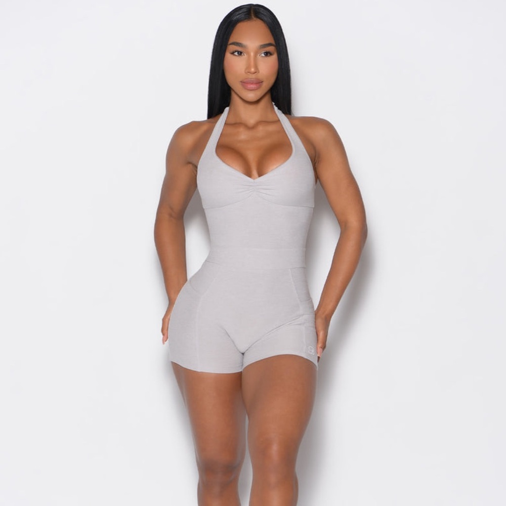 Gray Halter Neck Bodysuit
